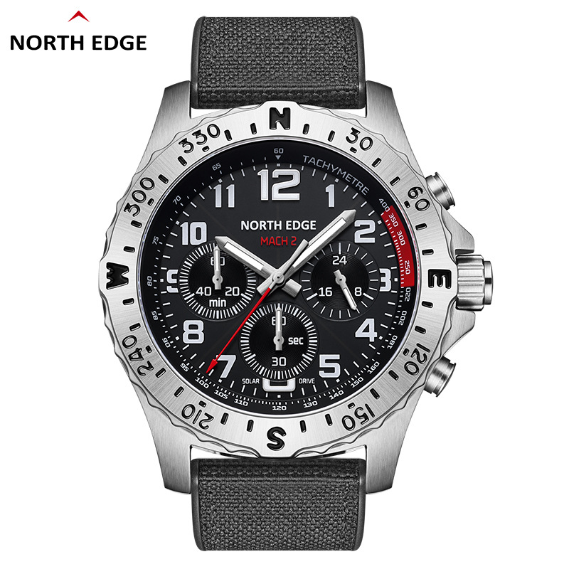 Smartwatch Premium Watches For Men - NORTH EDGE Herrenuhr, Solarenergie, 316 Edelstahlgehäuse,
