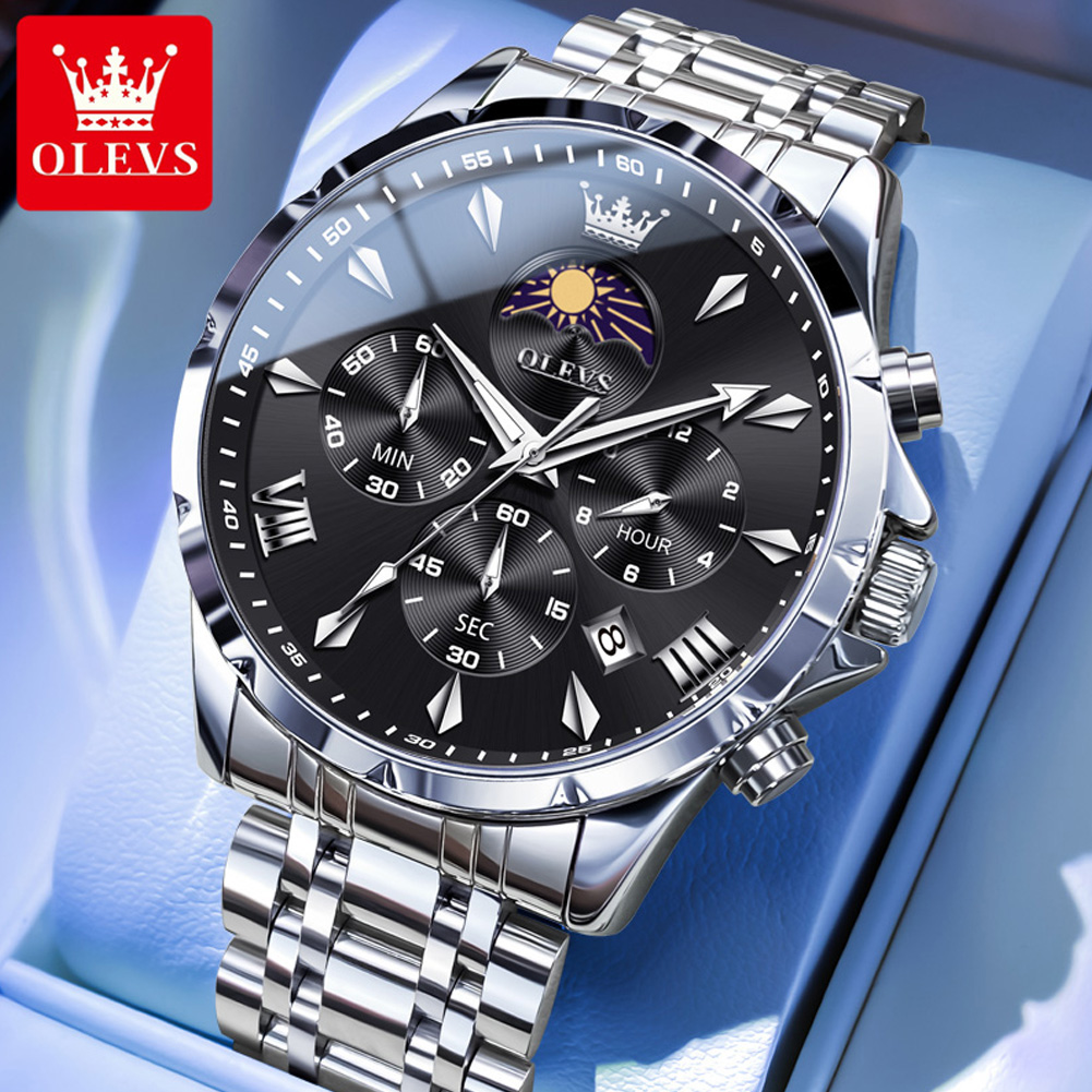 Smartwatch Watches For Men Brands - OLEVS 3653 Marken-Mondphasen-Kalender Herrenuhr Wasserdichte Quarzuhr