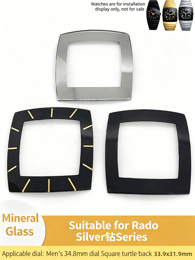 Watch Crystal Replacement - Quadratisches gewölbtes Mineral-Uhrenglas, 33,9 x 31,9