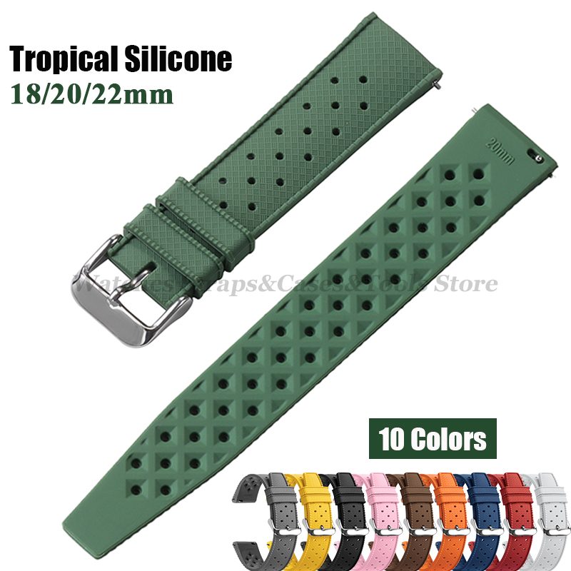 Citizen Watches Smartwatch - Tropisches Silikon-Uhrenarmband mit Schnellverschluss 18mm 20mm