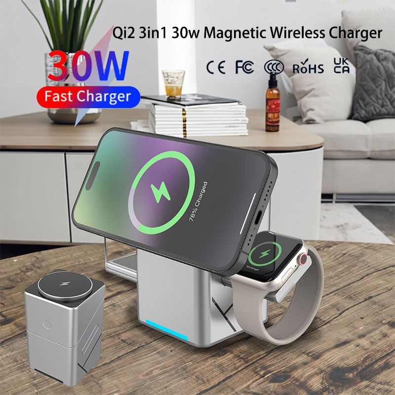 Smartwatch Watches Xiaomi - 15W Touch-Drehbares Magnetisches Multifunktionales 3-in-1 Kabelloses