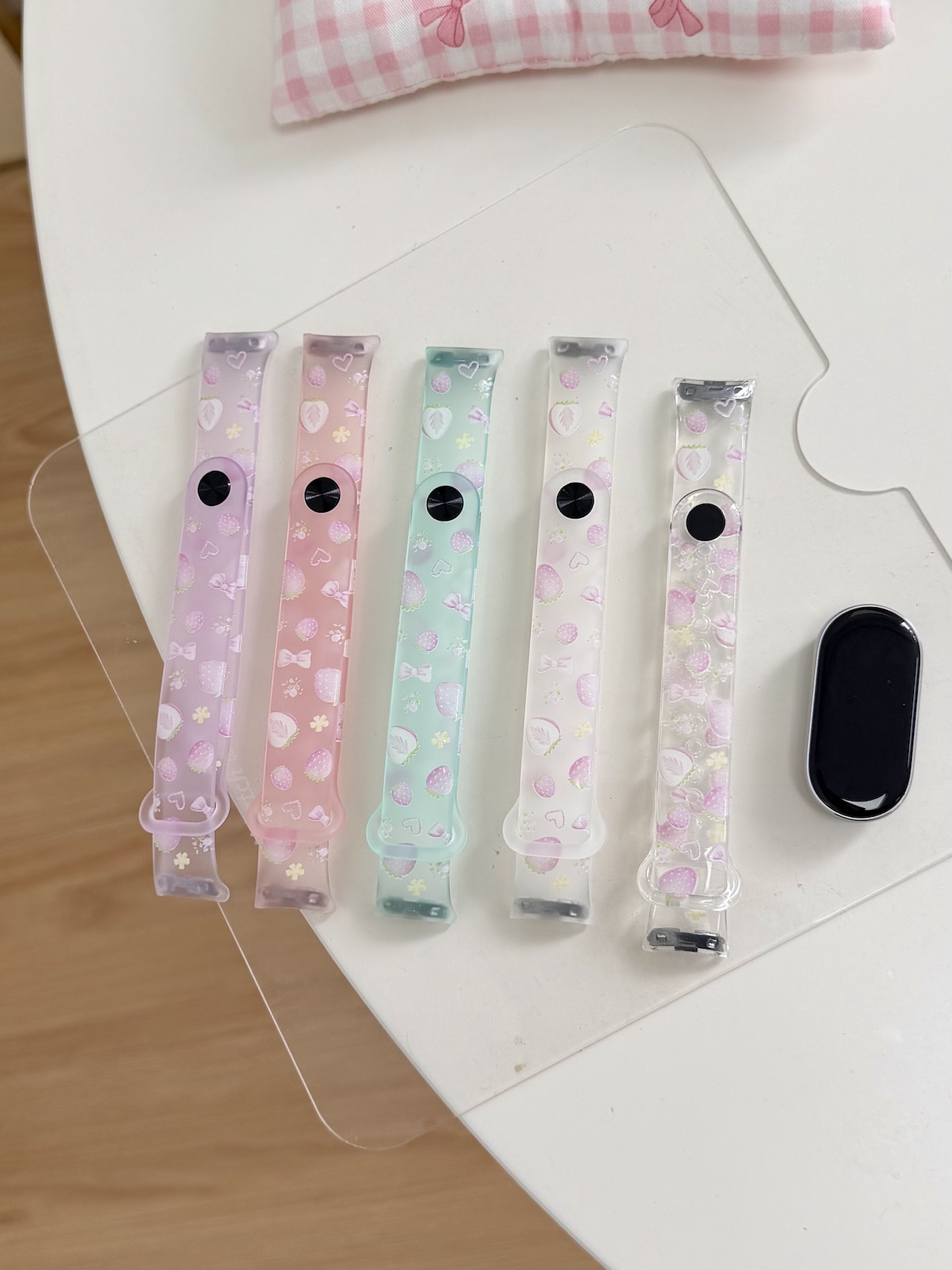 Watch Smartwatch Android - Super süßer TPU-Armband mit Erdbeer-Schleifen-Print, passend